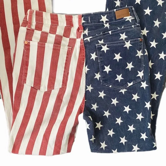 American Flag Denim High Waist Flare Jeans Hot Pants Stretch by Judy Blue Sz 11 - Picture 2 of 5
